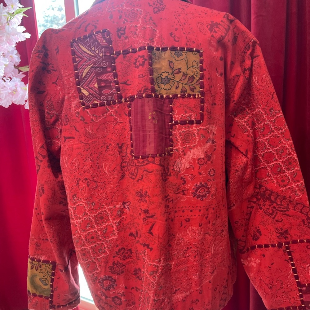 Coldwater Creek Red Patchwork Utility Jacket - image 2